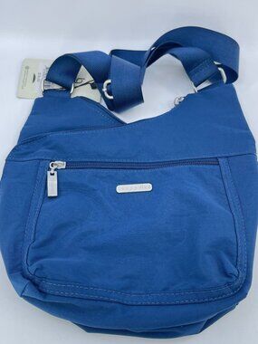 baggallini blue crossbody bag with adjustable strap & zippered compartments nwt